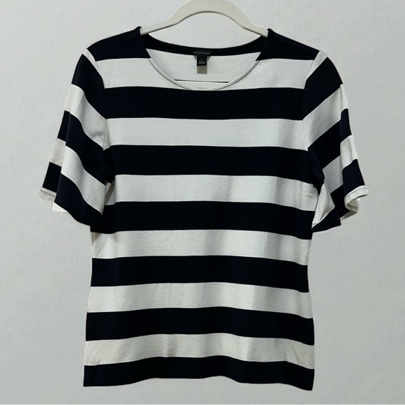 Ann Taylor Striped Knit Top Navy White Size S - Picture 1 of 5